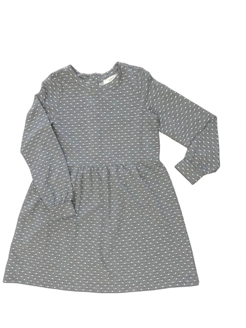 LOFT Gray Polka Dot Long Sleeve Dress Size S